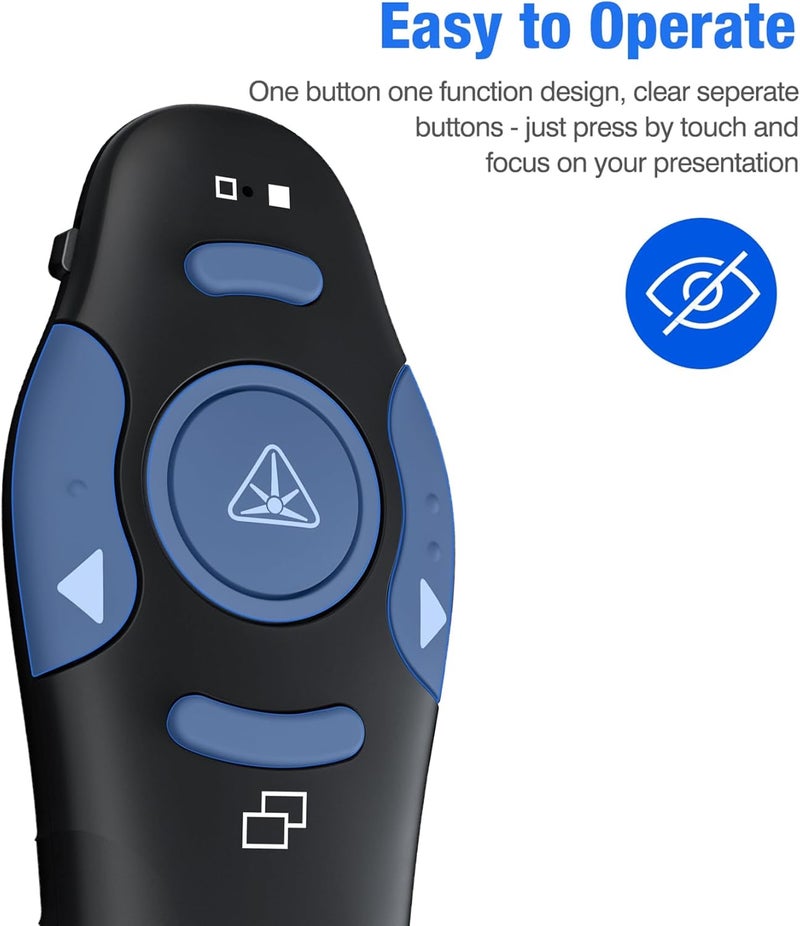 DinoFire Presentation Remote, RF 2.4GZ Rechargeable USB Slide Clicker for Powerpoint Presentation Presenter for Laptop/Computer/MAC - Image 3